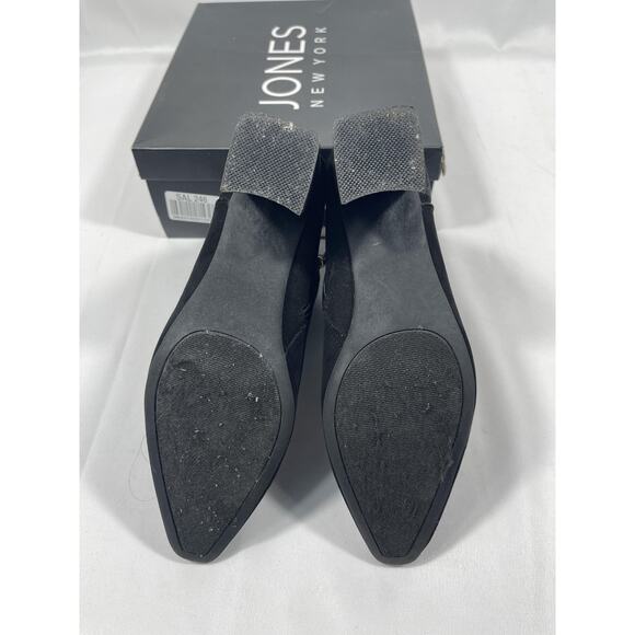 Jones New York Shoes Women's Size 8.5 Black Delno Booties Heels Block Zip Suede - Picture 6 of 7